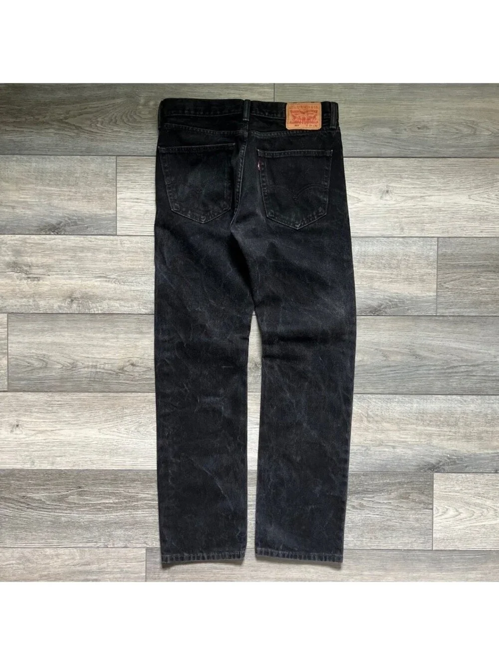Vintage Levi's Men's 31x32 505 Straight Fit Jeans Black Wash Faded Denim Y2K